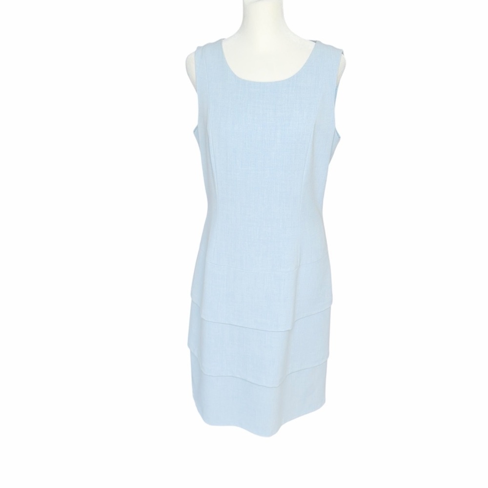 Calvin Klein Shift Dress Womens 8 Blue Good Sleeveless Layered Career‎ Chic